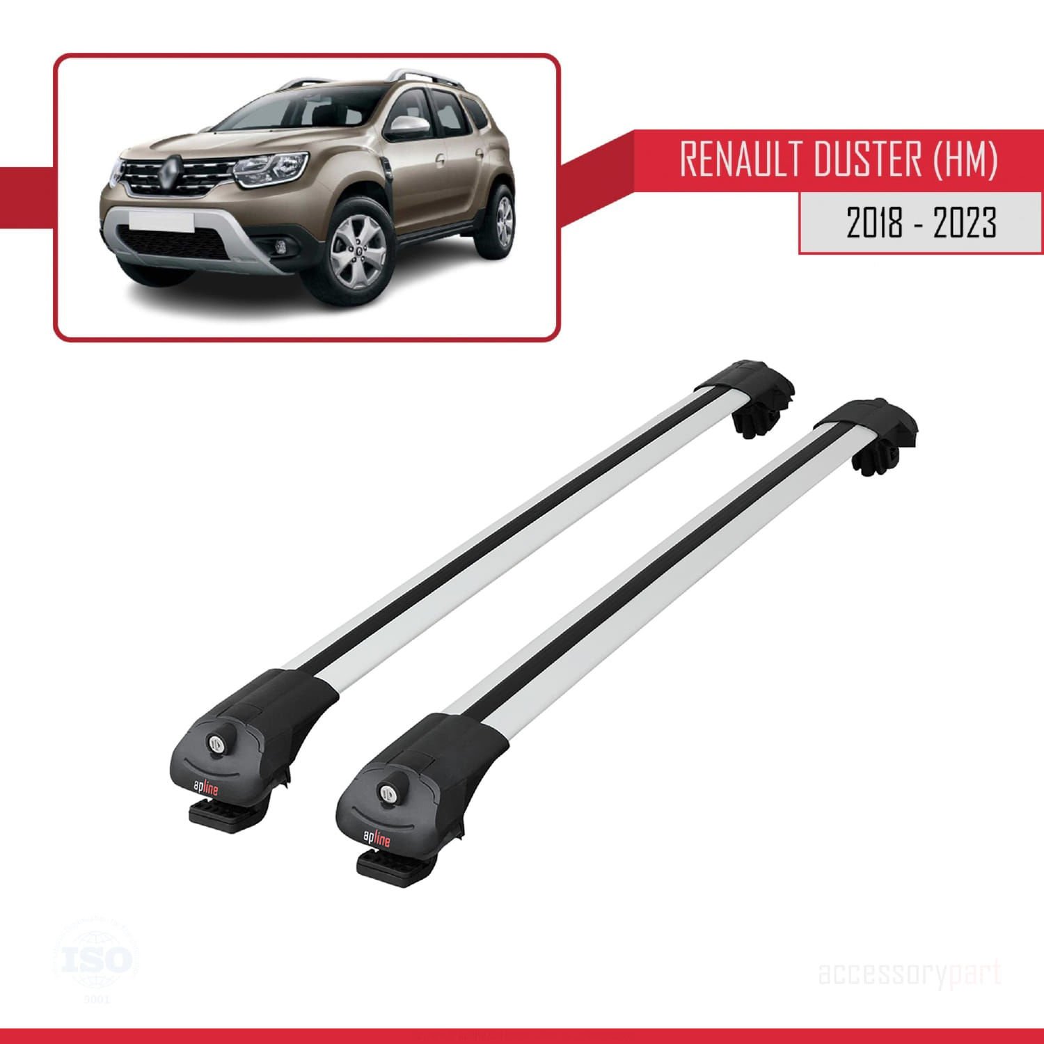 Renault Duster (HM) 2018-2023 Arası ile uyumlu ACE-1 Ara Atkı Tavan Barı GRİ