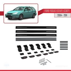 Ford Focus Estate (C307) 2004-2011 Arası ile uyumlu Basic Model Ara Atkı Tavan Barı SİYAH 3 ADET