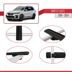 BMW X7 (G07) 2019 ve Sonrası ile uyumlu Basic Model Ara Atkı Tavan Barı SİYAH 3 ADET