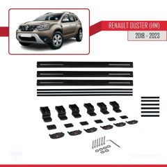 Renault Duster (HM) 2018-2023 Arası ile uyumlu Basic Model Ara Atkı Tavan Barı SİYAH 3 ADET