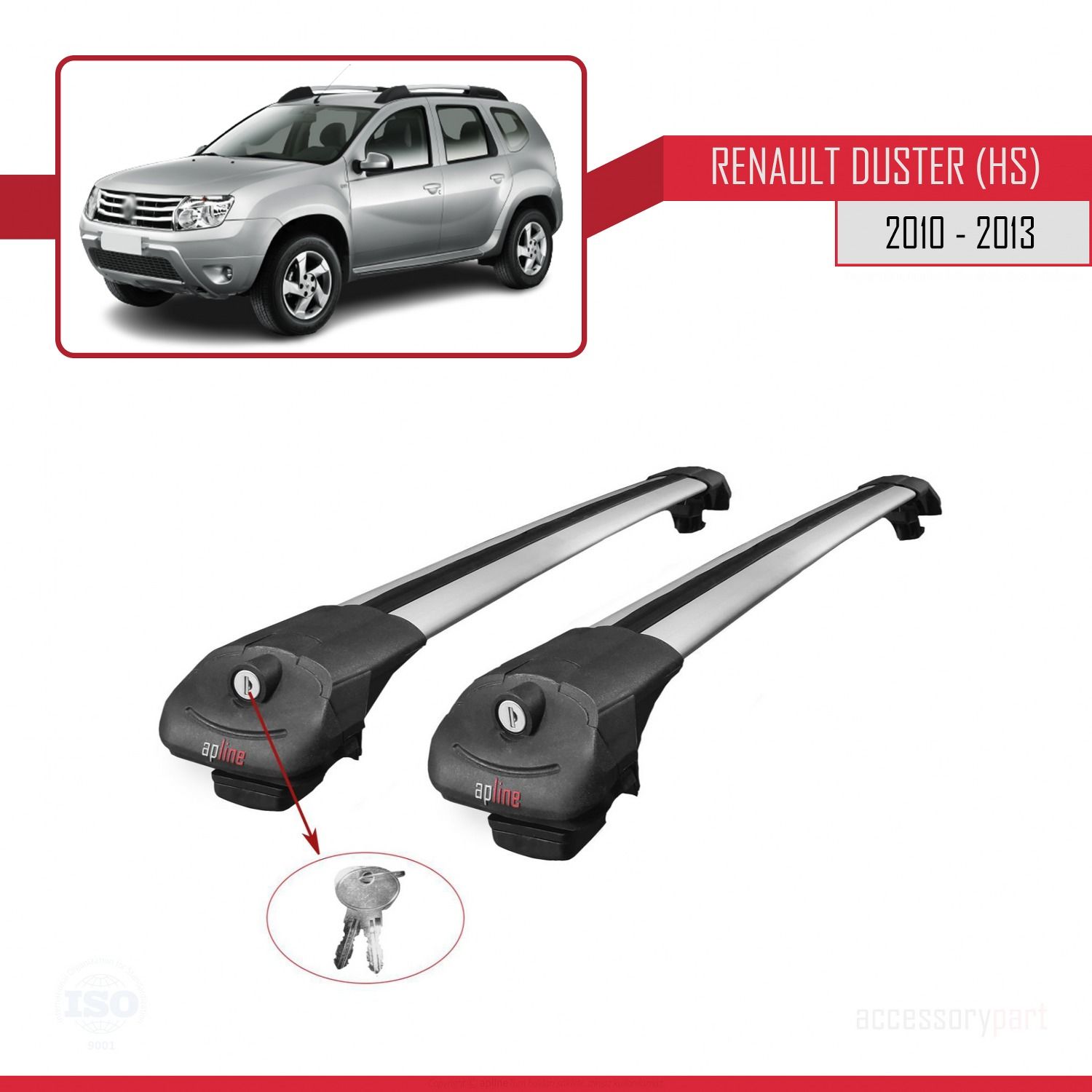 Renault Duster (HS) 2010-2013 Arası ile uyumlu ACE-1 Ara Atkı Tavan Barı GRİ