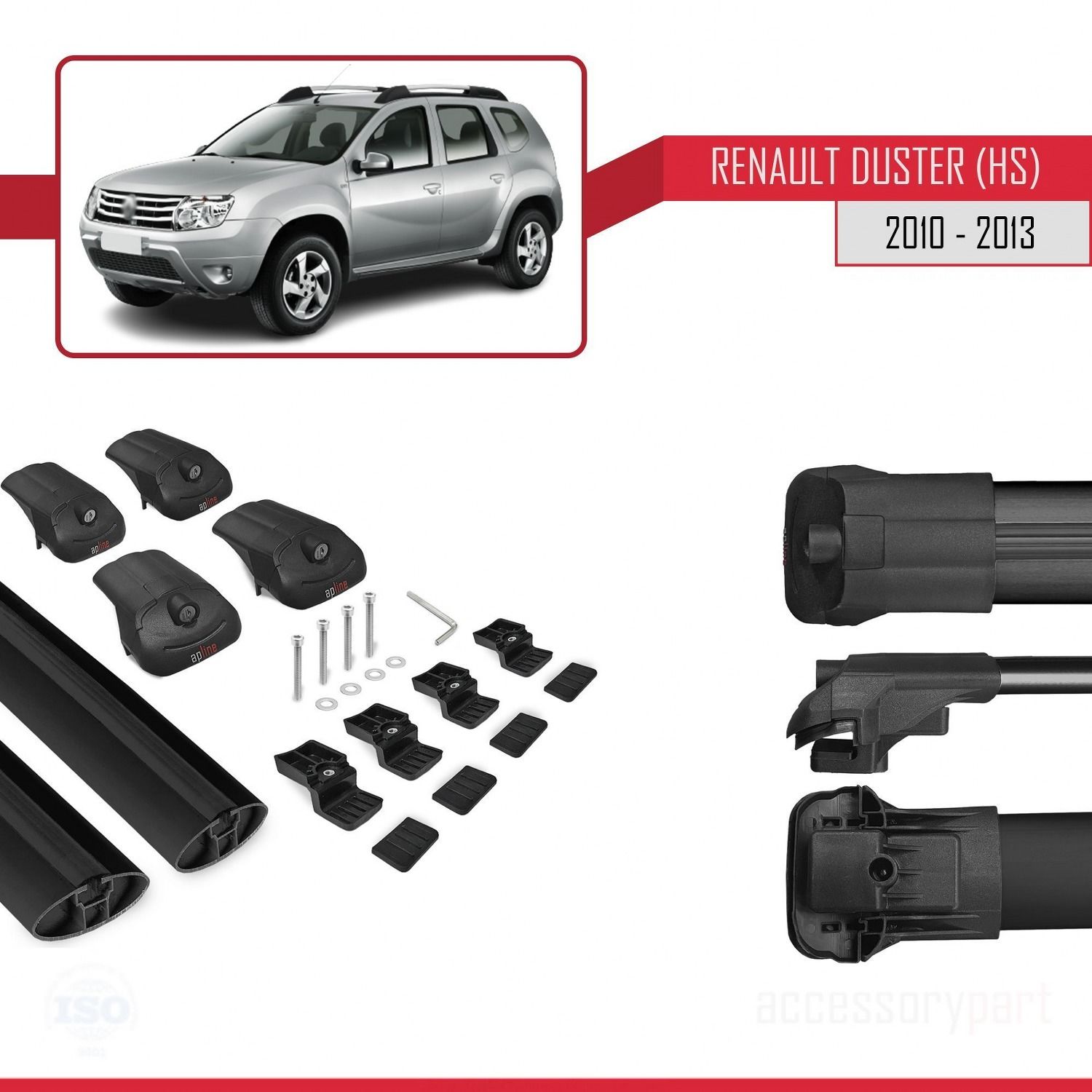 Renault Duster (HS) 2010-2013 Arası ile uyumlu ACE-1 Ara Atkı Tavan Barı SİYAH