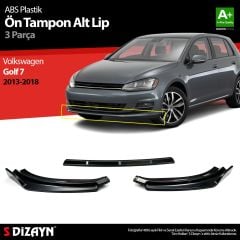 Volkswagen Golf Uyumlu 7 ABS Plastik Ön Tampon Alt Lip 3 Parça. 2013-2018 A+Kalite Parça