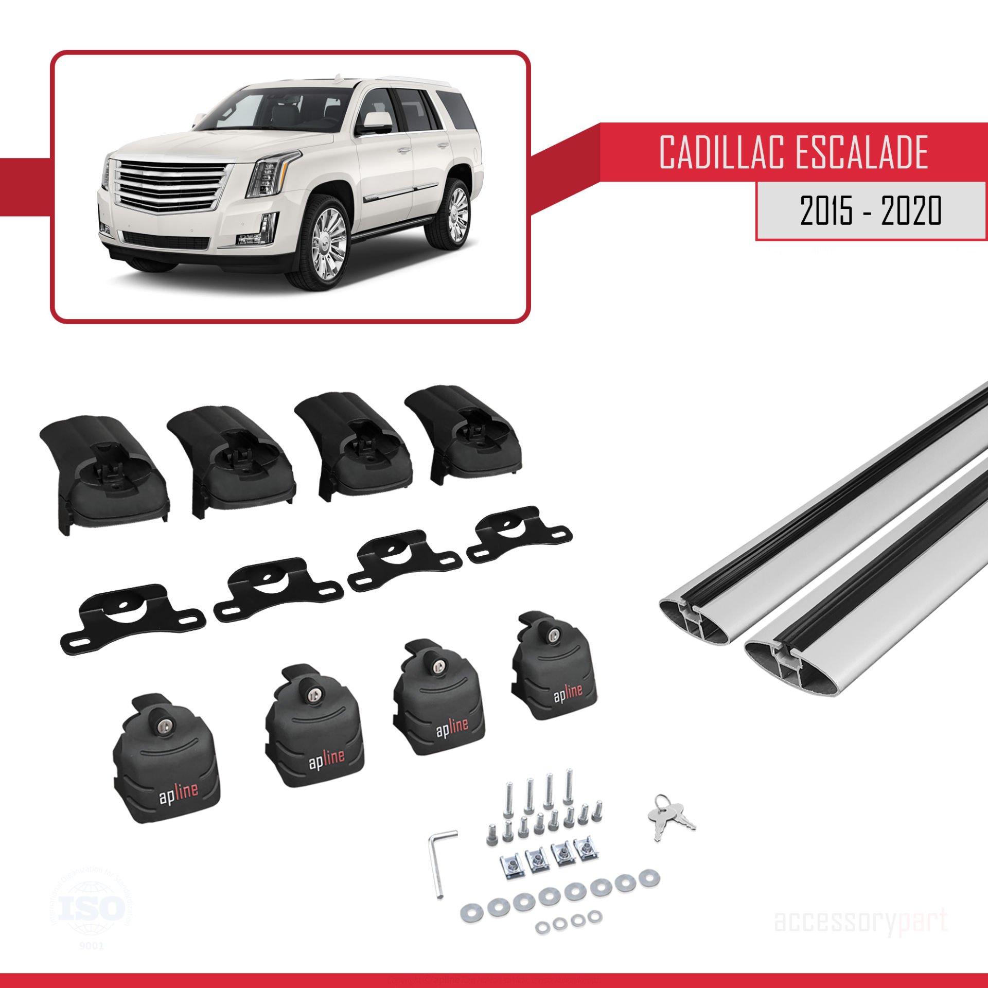 Cadillac Escalade 2015-2020 Arası ile uyumlu ACE-2 Ara Atkı Tavan Barı GRİ
