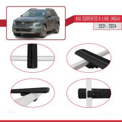 Kia Sorento X-LINE (MQ4) 2021 ve Sonrası ile uyumlu Basic Model Ara Atkı Tavan Barı SİYAH 3 ADET