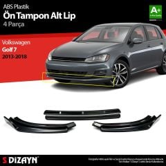 Volkswagen Golf Uyumlu 7 ABS Plastik Ön Tampon Alt Lip Siyah Ekli 4 Parça. 2013-2018 A+Kalite Parça