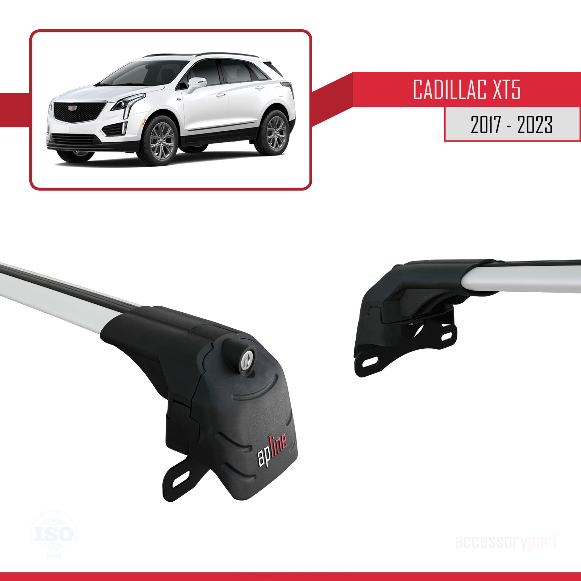 Cadillac XT5 2017-2023 Arası ile uyumlu ACE-2 Ara Atkı Tavan Barı GRİ