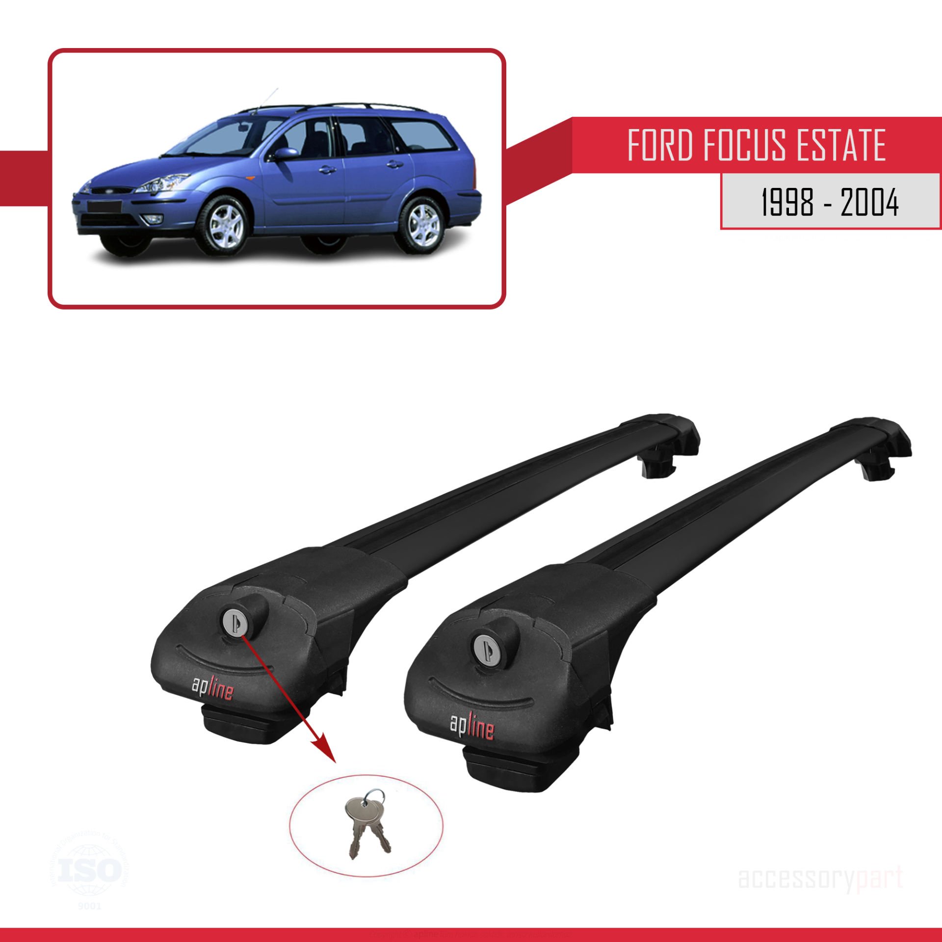 Ford Focus Estate C170 1998-2004 Arası ile uyumlu ACE-1 Ara Atkı Tavan Barı SİYAH