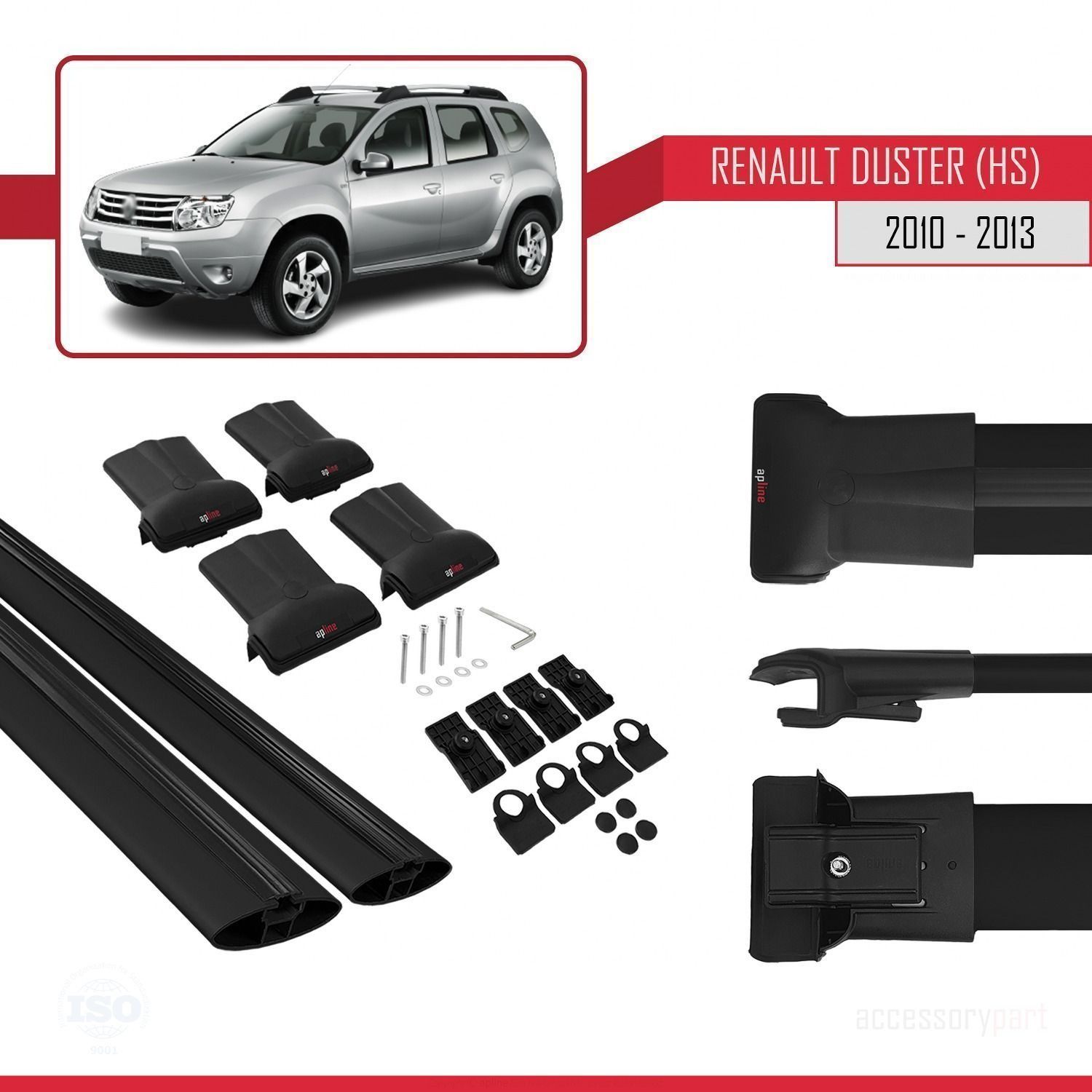 Renault Duster (HS) 2010-2013 Arası ile Uyumlu FLY Model Ara Atkı Tavan Barı SİYAH