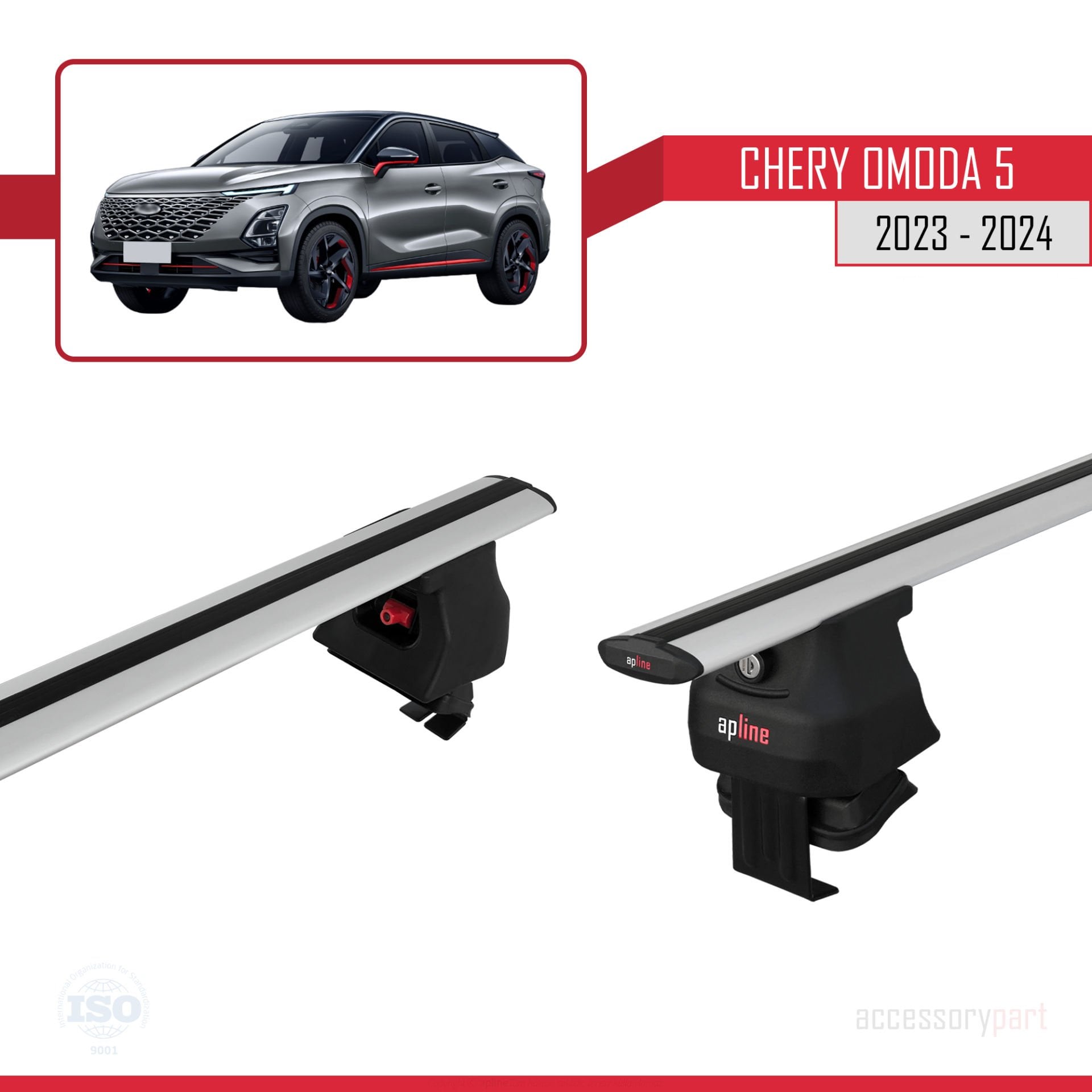 Chery Omoda 5 2023 ve Sonrası ile uyumlu ACE-4 Ara Atkı Tavan Barı GRİ