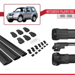 Mitsubishi Pajero (V60) 3 Kapı 1999-2006 Arası ile uyumlu ACE-1 Ara Atkı Tavan Barı SİYAH 3 ADET BAR