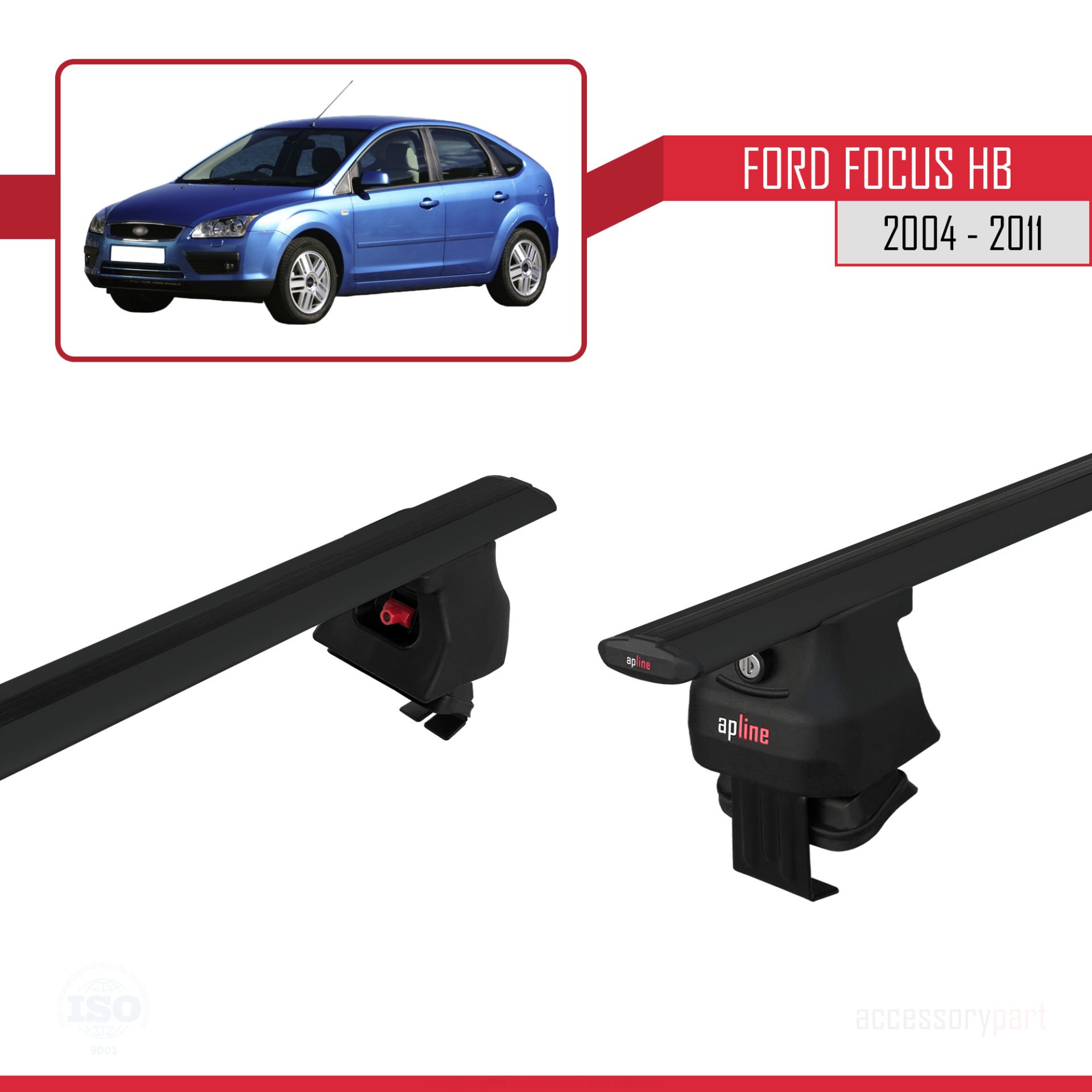 Ford Focus HB 2004-2011 Arası ile uyumlu ACE-4 Ara Atkı Tavan Barı SİYAH