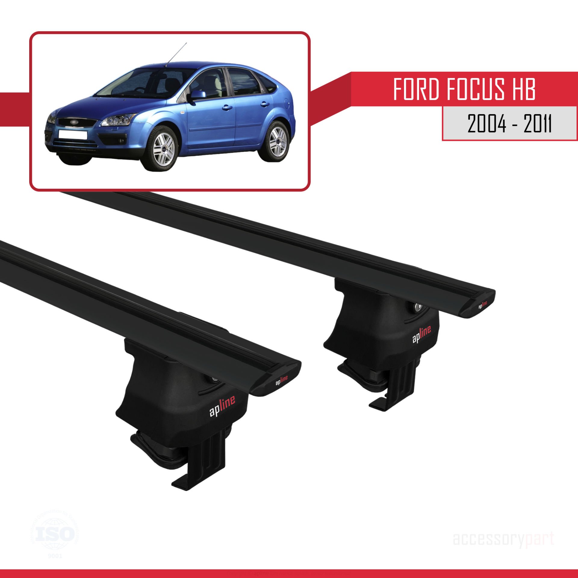 Ford Focus HB 2004-2011 Arası ile uyumlu ACE-4 Ara Atkı Tavan Barı SİYAH