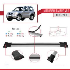 Mitsubishi Pajero (V60) 3 Kapı 1999-2006 Arası ile uyumlu FLY Model Ara Atkı Tavan Barı GRİ