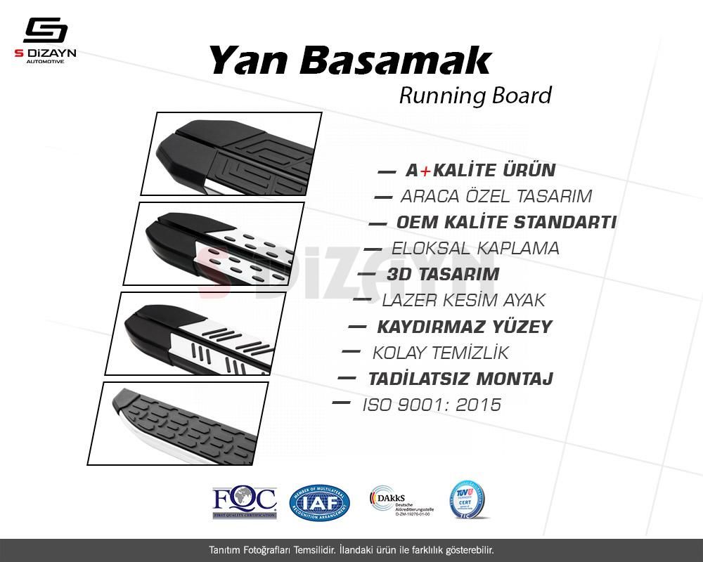 S-Dizayn Ford Courier 2 M-Line Gri Yan Basamak 188 Cm 2023 Üzeri