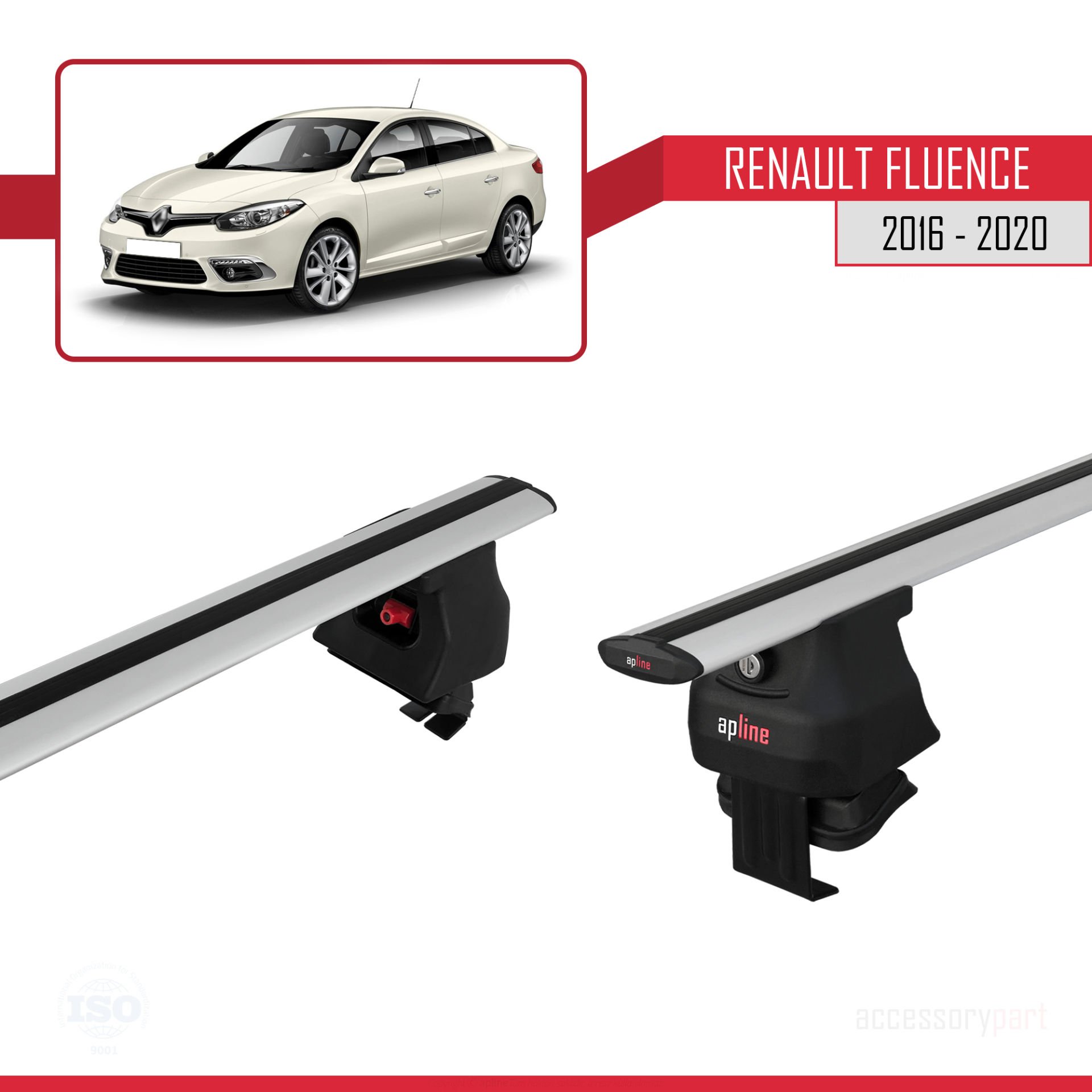 Renault Fluence 2016-2020 Arası ile uyumlu ACE-4 Ara Atkı Tavan Barı GRİ