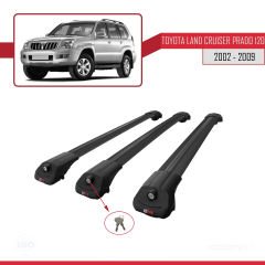 Toyota Land Cruiser Prado (J120) 2002-2006 Arası ile uyumlu ACE-1 Ara Atkı Tavan Barı SİYAH 3 ADET BAR