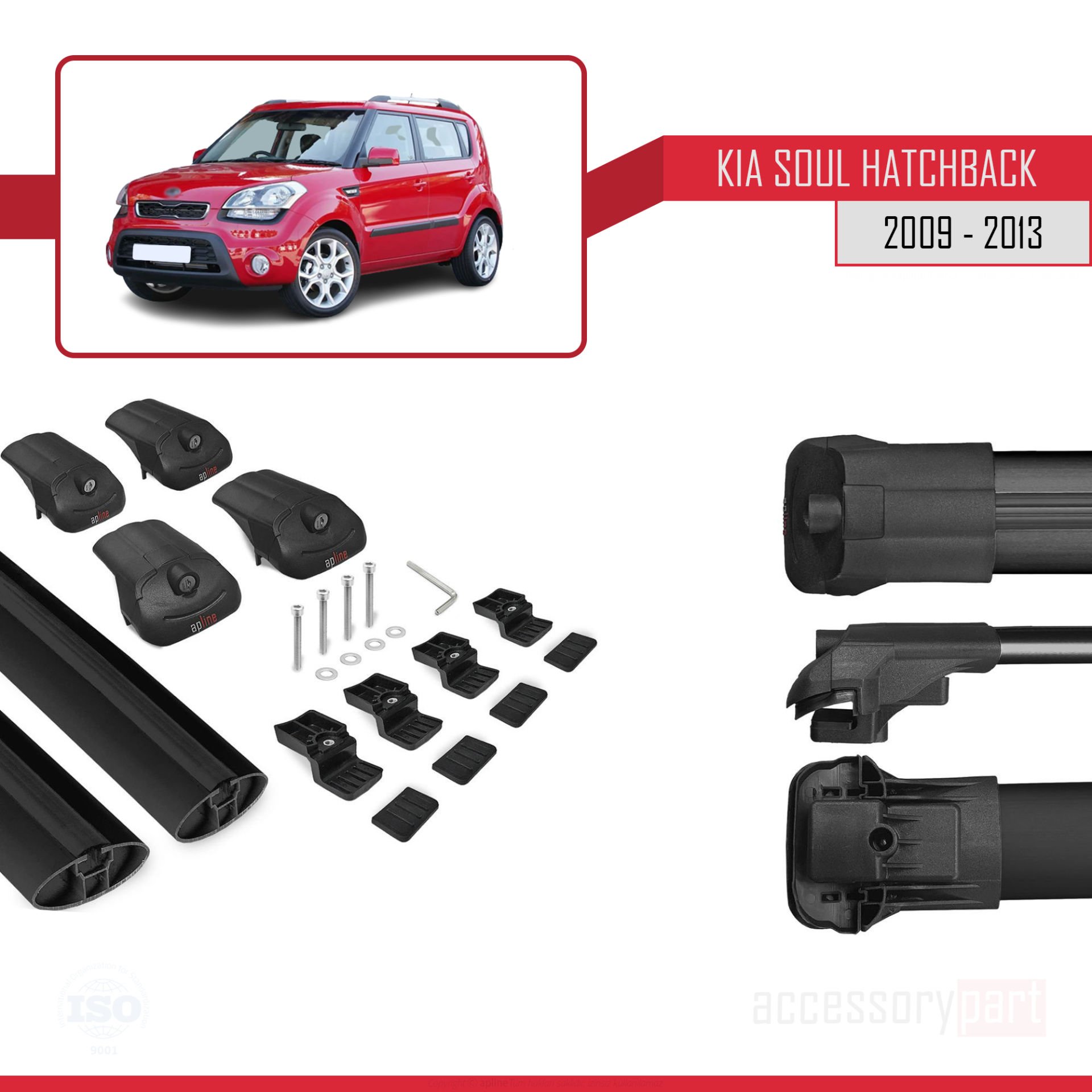 Kia Soul Hatchback 2009-2013 Arası ile uyumlu ACE-1 Ara Atkı Tavan Barı SİYAH