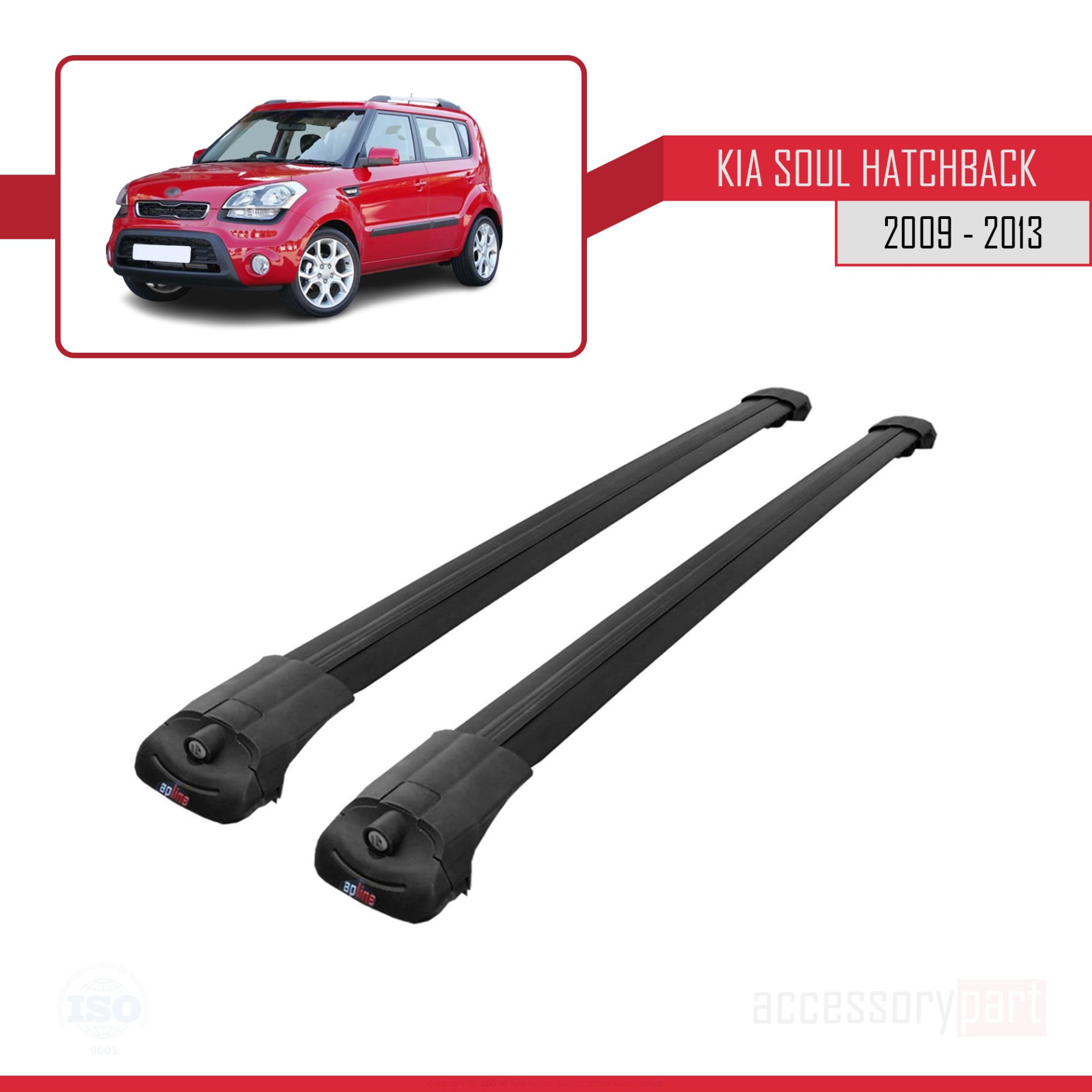 Kia Soul Hatchback 2009-2013 Arası ile uyumlu ACE-1 Ara Atkı Tavan Barı SİYAH