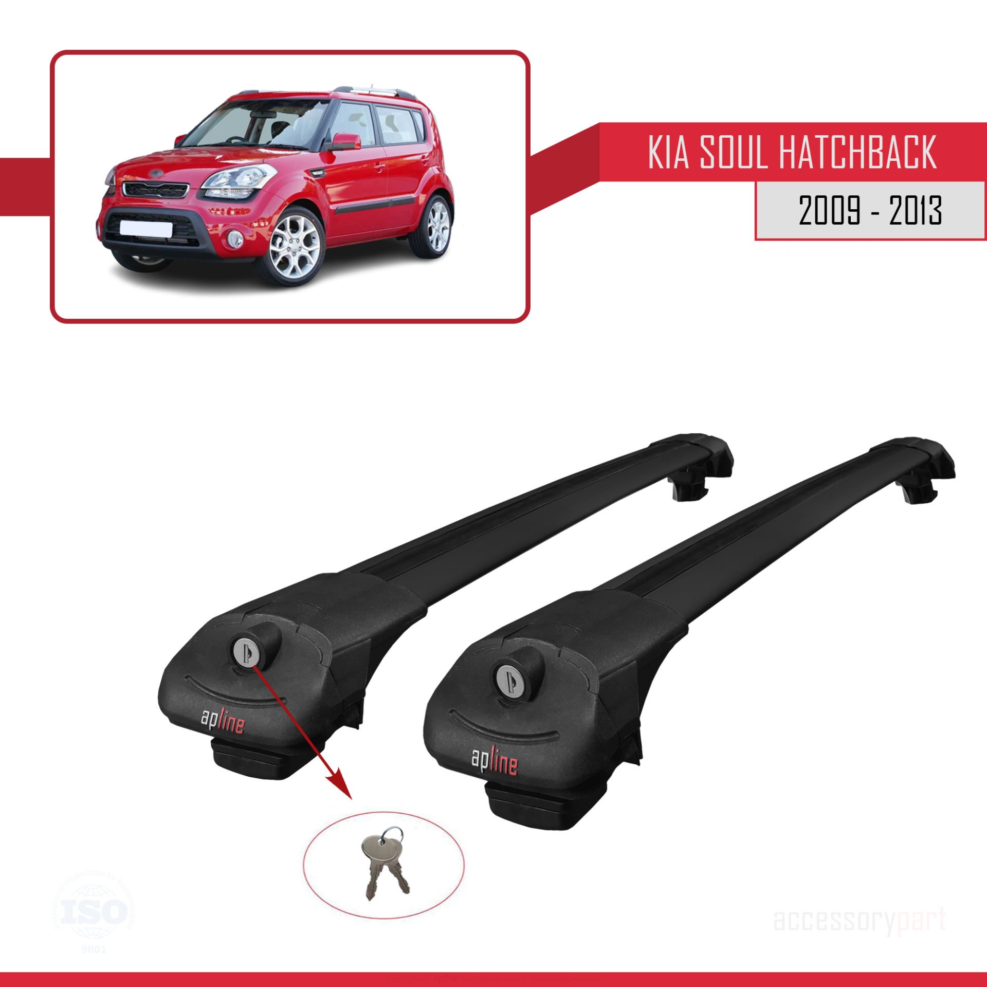 Kia Soul Hatchback 2009-2013 Arası ile uyumlu ACE-1 Ara Atkı Tavan Barı SİYAH