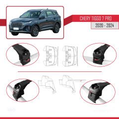 Chery Tiggo 7 PRO 2020 ve Sonrası ile uyumlu ACE-2 Ara Atkı Tavan Barı SİYAH