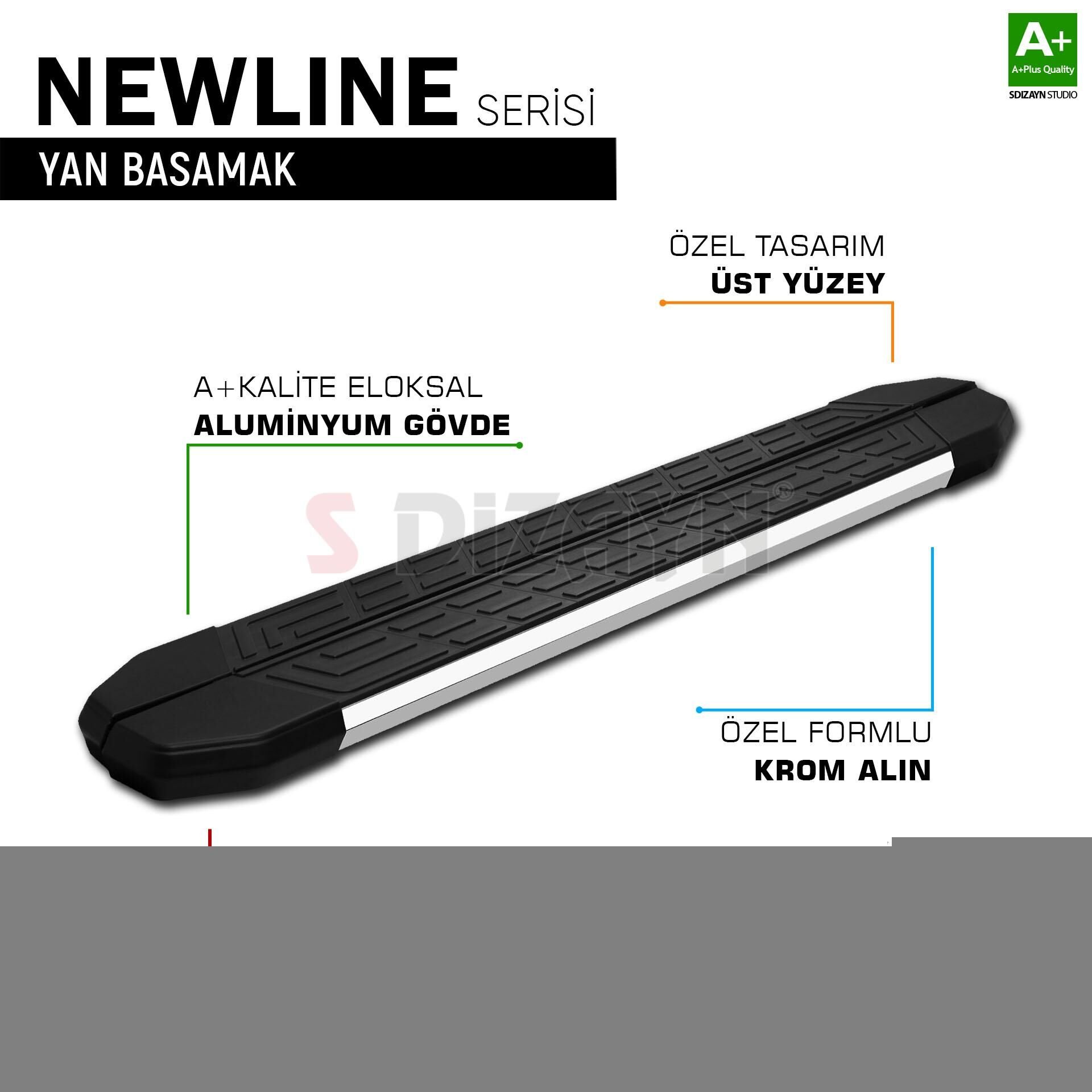 S-Dizayn Volkswagen Tayron 2 NewLine Krom Yan Basamak 193 Cm 2024 Üzeri A+ Kalite