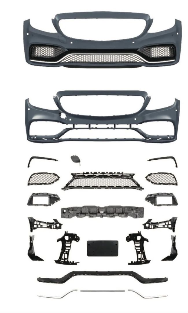 W205 C Serisi İçin C63 Görünüm Ön Tampon Panjur (Silver Trim)-Gtr Panjur İle