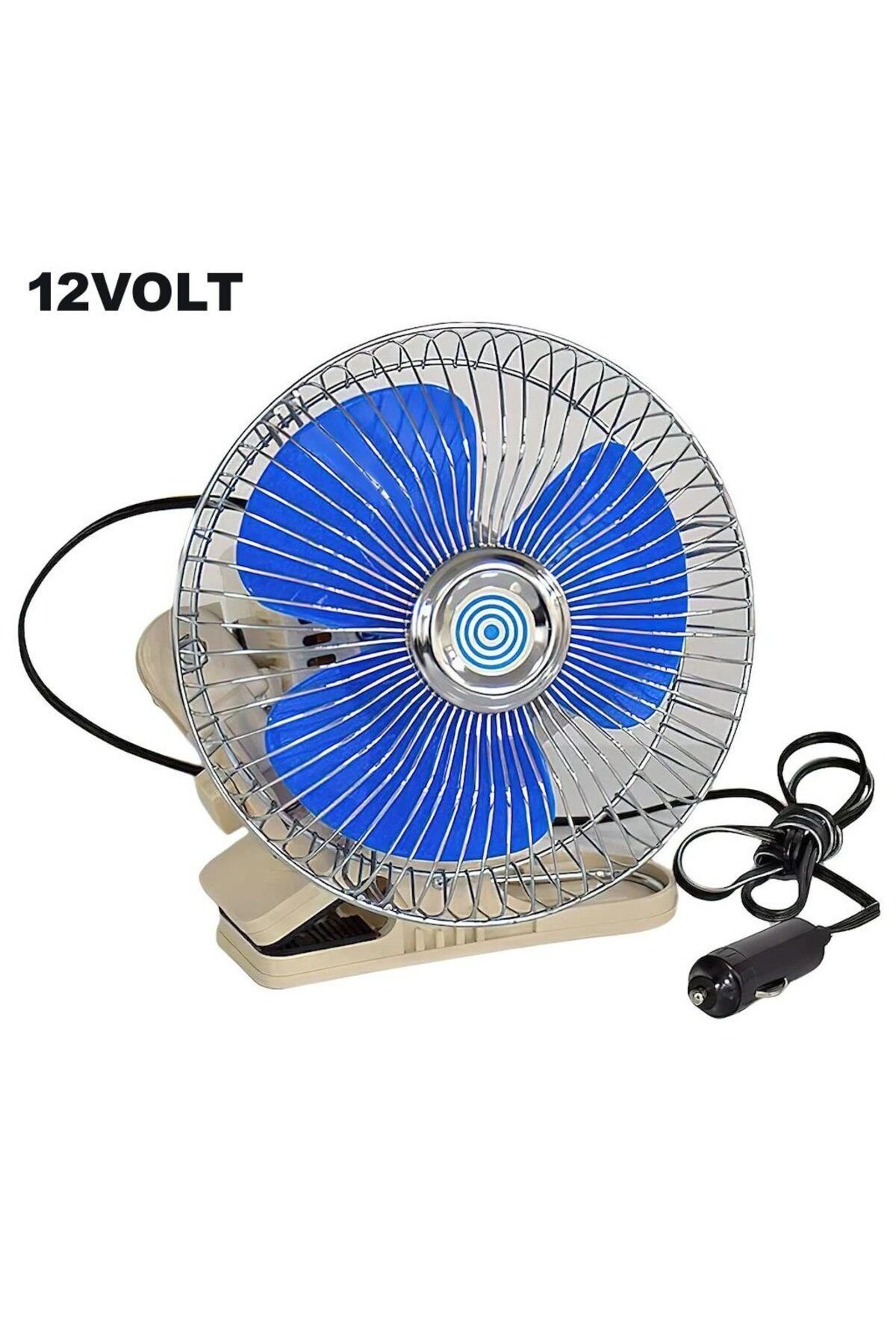 Oto Vantilatör Çap 18 Cm Mandallı Döner Başlıklı 12v Araç Içi Fan