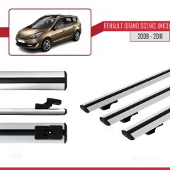 Renault Grand Scenic (Mk3) 2009-2016 Arası ile uyumlu Basic Model Ara Atkı Tavan Barı GRİ 3 ADET