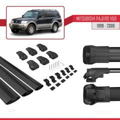 Mitsubishi Pajero (V60) 5 Kapı 1999-2006 Arası ile uyumlu ACE-1 Ara Atkı Tavan Barı SİYAH 3 ADET BAR