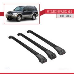 Mitsubishi Pajero (V60) 5 Kapı 1999-2006 Arası ile uyumlu ACE-1 Ara Atkı Tavan Barı SİYAH 3 ADET BAR