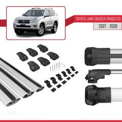 Toyota Land Cruiser Prado (J125) 2007-2009 Arası ile uyumlu ACE-1 Ara Atkı Tavan Barı GRİ 3 ADET