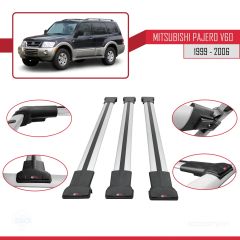 Mitsubishi Pajero (V60) 5 Kapı 1999-2006 Arası ile Uyumlu FLY Model Ara Atkı Tavan Barı GRİ 3 ADET BAR