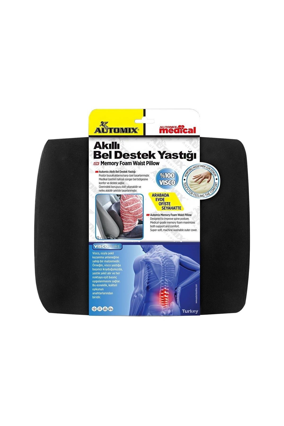 Visco Akıllı Bel Destek Yastığı Siyah