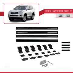 Toyota Land Cruiser Prado (J125) 2007-2009 Arası ile uyumlu Basic Model Ara Atkı Tavan Barı SİYAH 3 ADET
