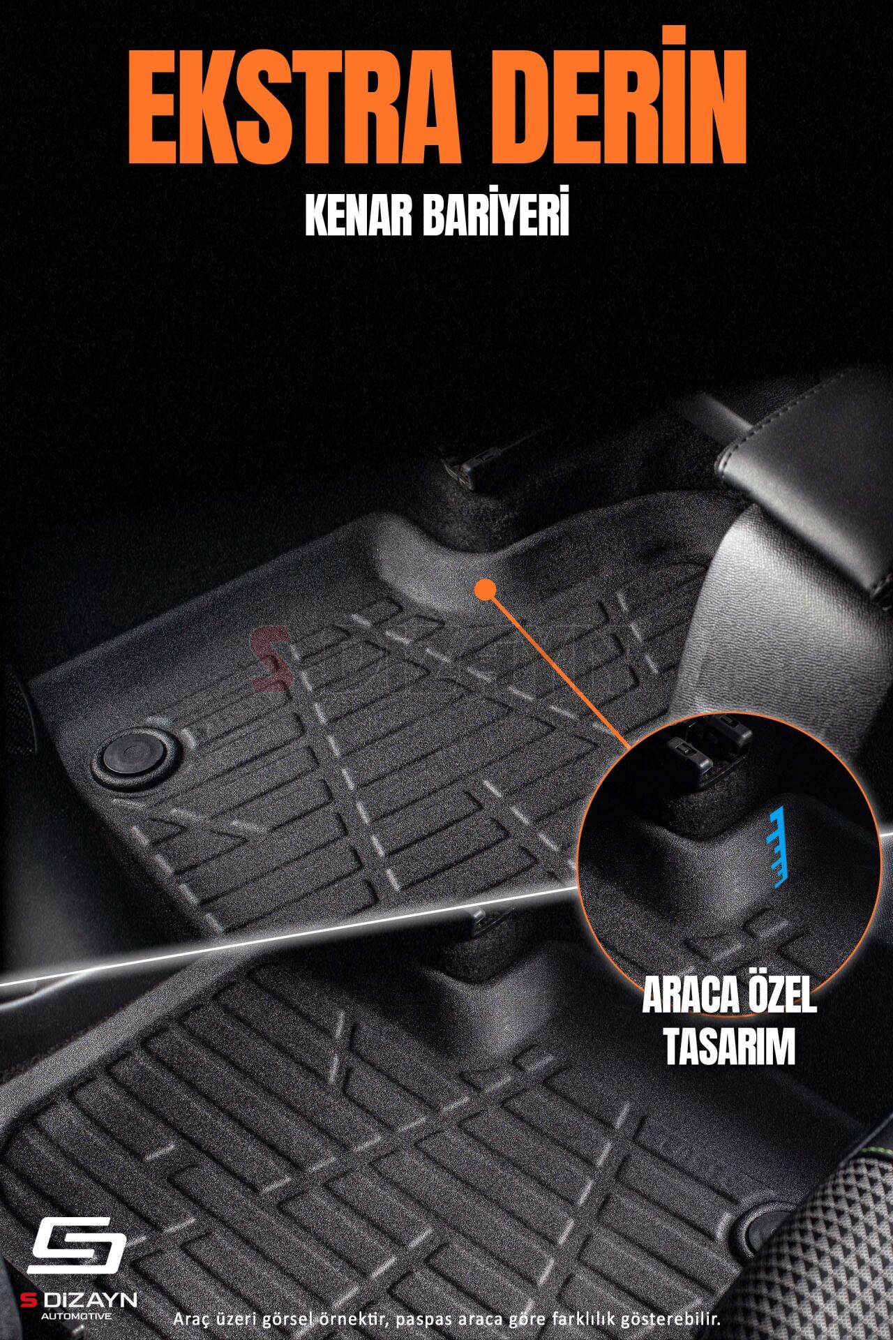 S-Dizayn Peugeot Partner Panelvan 3D Pro Havuzlu Paspas Ön 2'li 2019 Üzeri A+ Kalite