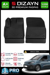 S-Dizayn Peugeot Partner Panelvan 3D Pro Havuzlu Paspas Ön 2'li 2019 Üzeri A+ Kalite