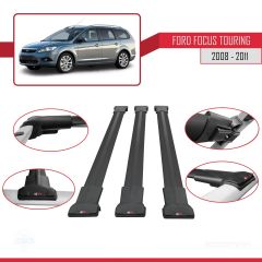 Ford Focus TOURING 2008-2011 Arası ile Uyumlu FLY Model Ara Atkı Tavan Barı SİYAH 3 ADET BAR