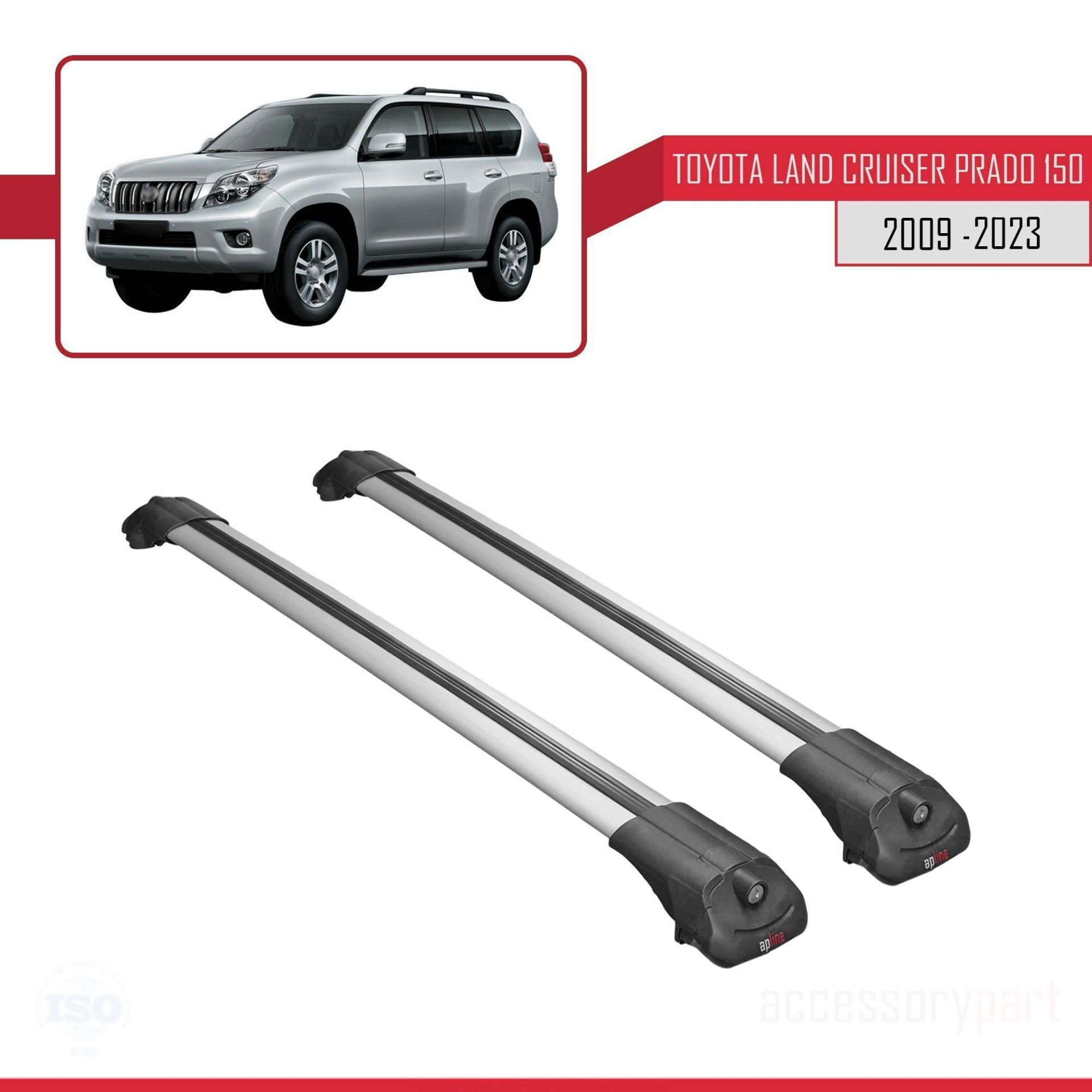 Toyota Land Cruiser Prado (J150) 2009-2023 Arası ile uyumlu ACE-1 Ara Atkı Tavan Barı GRİ