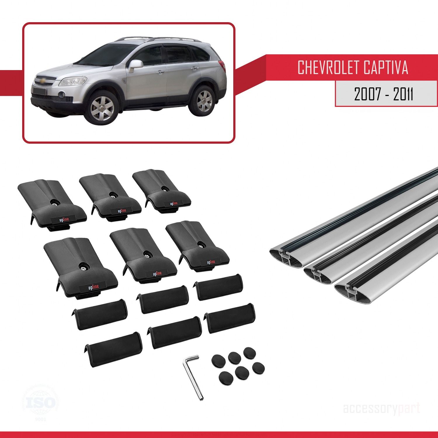Chevrolet Captiva 2007-2011 Arası ile Uyumlu FLY Model Ara Atkı Tavan Barı GRİ 3 ADET BAR