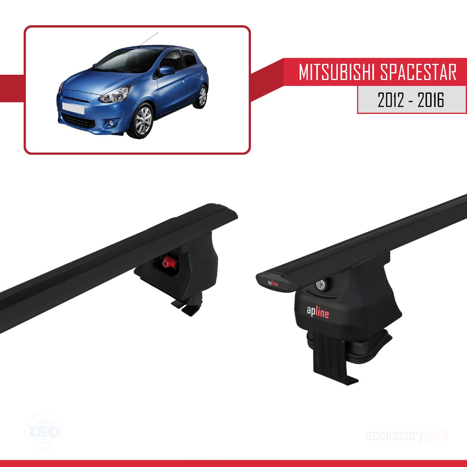 Mitsubishi Spacestar / Mirage (A00) 2012-2016 Arası ile uyumlu ACE-4 Ara Atkı Tavan Barı SİYAH