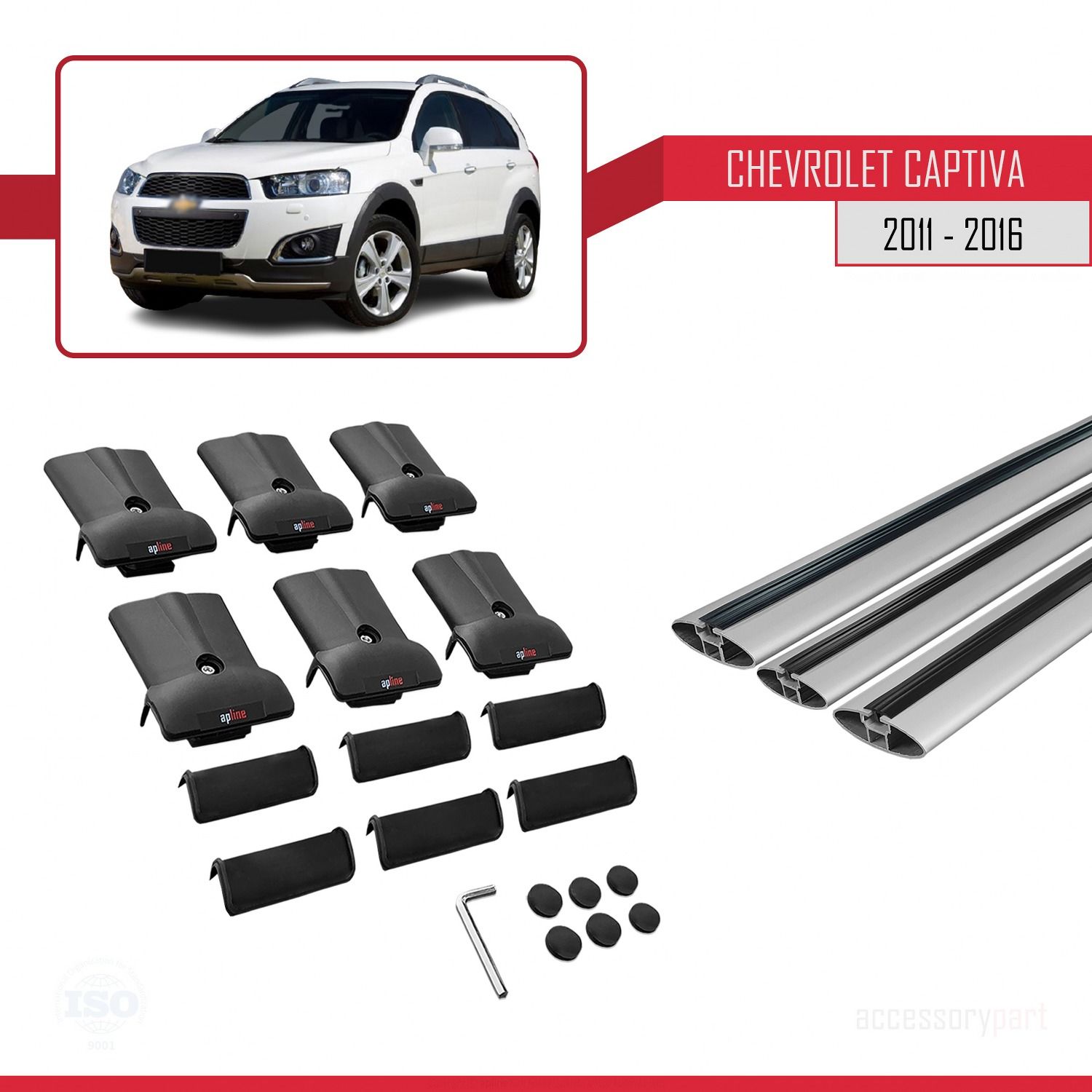 Chevrolet Captiva 2011-2016 Arası ile Uyumlu FLY Model Ara Atkı Tavan Barı GRİ 3 ADET BAR