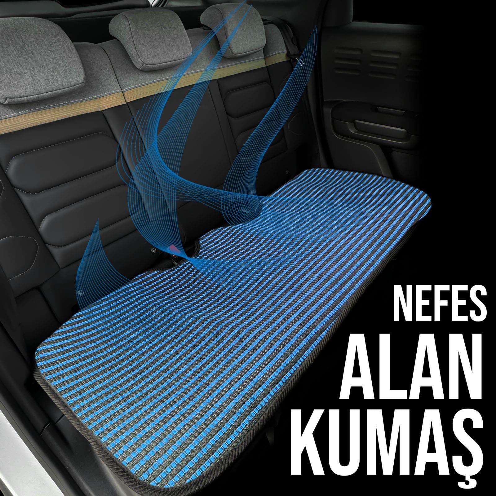 Nissan Skystar Uyumlu Koltuk Kılıfı Minder Çizgili Siyah Mavi 2+1 Ön Arka Set