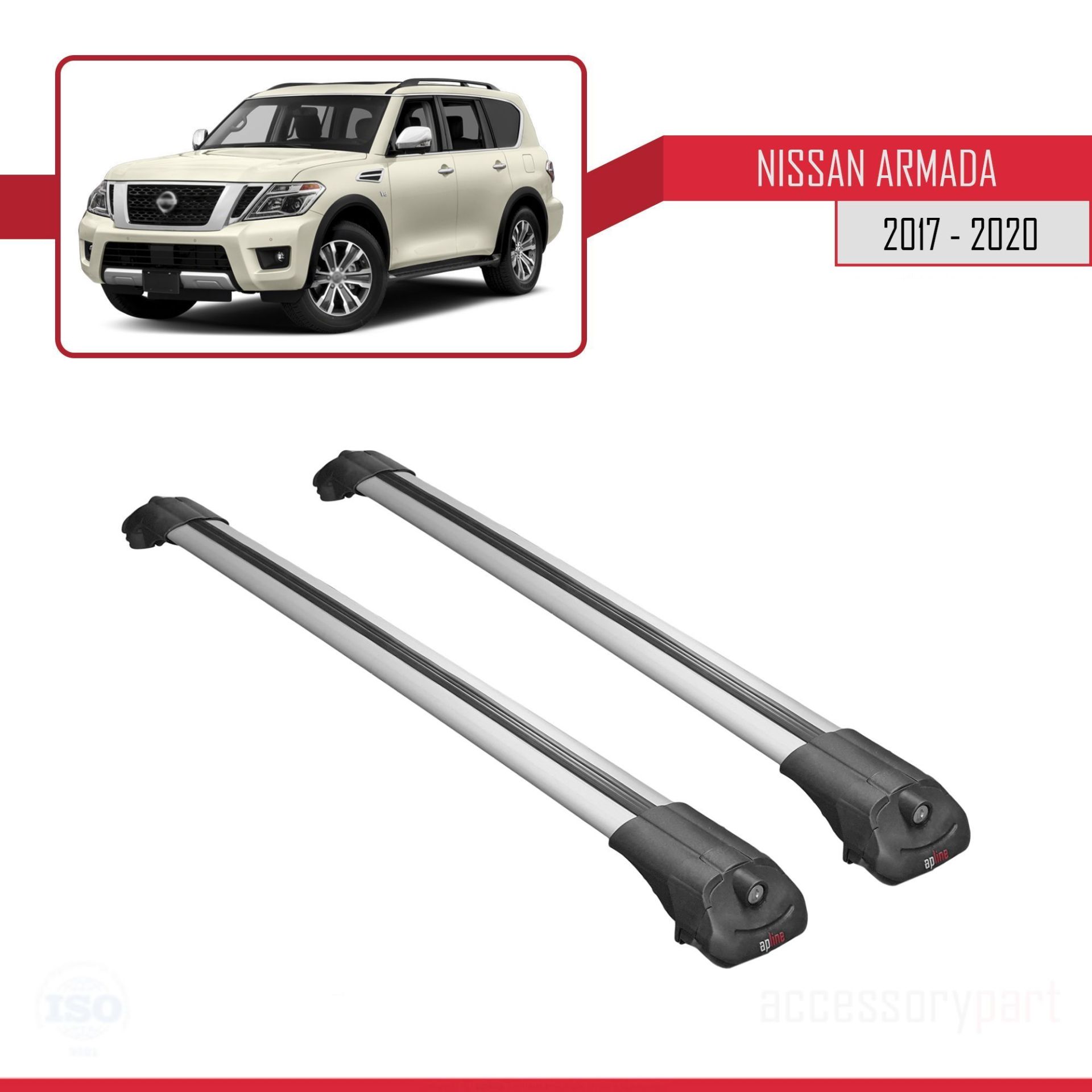 Nissan Armada Y62 2017-2020 Arası ile uyumlu ACE-1 Ara Atkı Tavan Barı GRİ