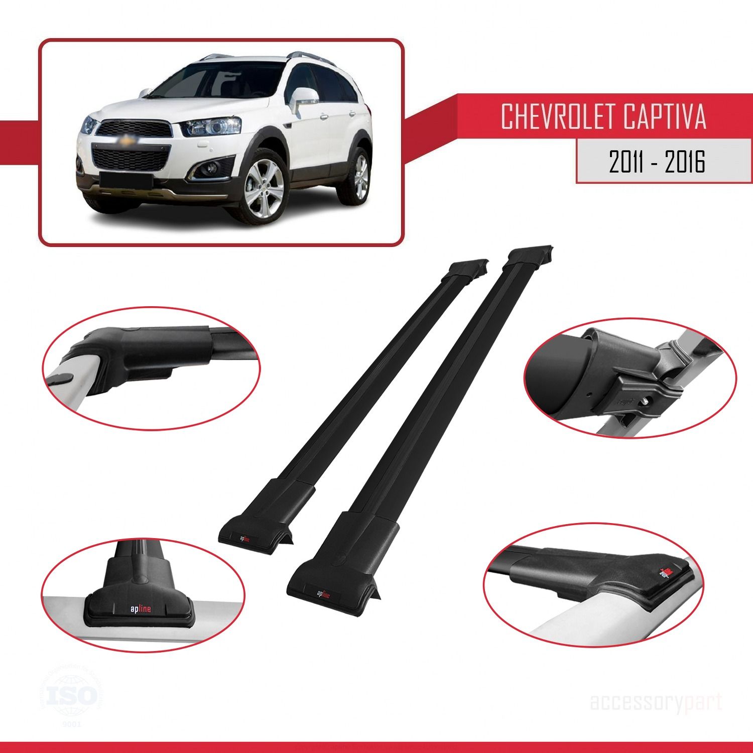 Chevrolet Captiva 2011-2016 Arası ile uyumlu FLY Model Ara Atkı Tavan Barı SİYAH