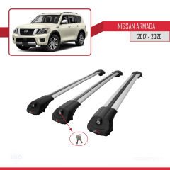 Nissan Armada Y62 2017-2020 Arası ile uyumlu ACE-1 Ara Atkı Tavan Barı GRİ 3 ADET BAR