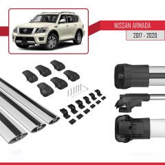 Nissan Armada Y62 2017-2020 Arası ile uyumlu ACE-1 Ara Atkı Tavan Barı GRİ 3 ADET BAR