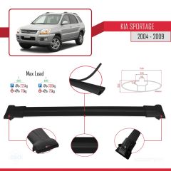 Kia Sportage 2004-2009 Arası ile Uyumlu FLY Model Ara Atkı Tavan Barı SİYAH 3 ADET BAR