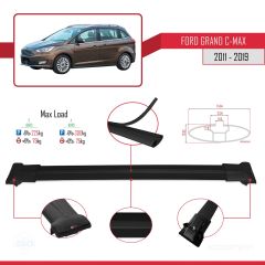 Ford Grand C-Max 2011-2019 Arası ile Uyumlu FLY Model Ara Atkı Tavan Barı SİYAH 3 ADET BAR