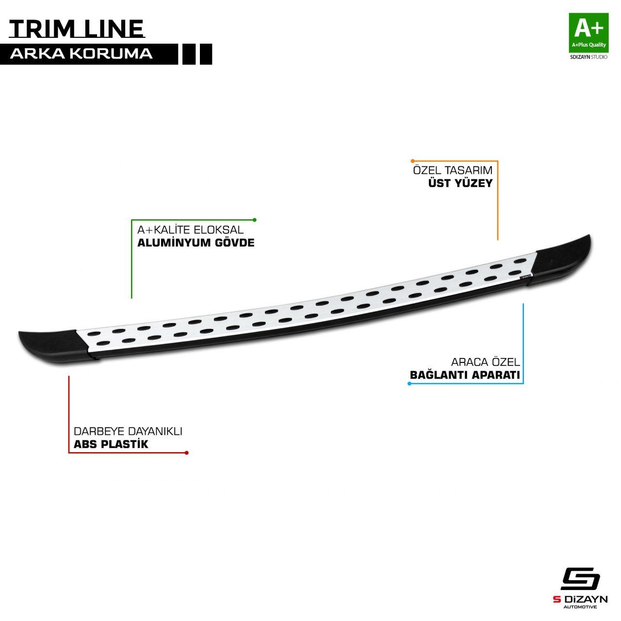 Volkswagen Caddy Uyumlu 3 Trimline Gri Arka Koruma 2004-2020
